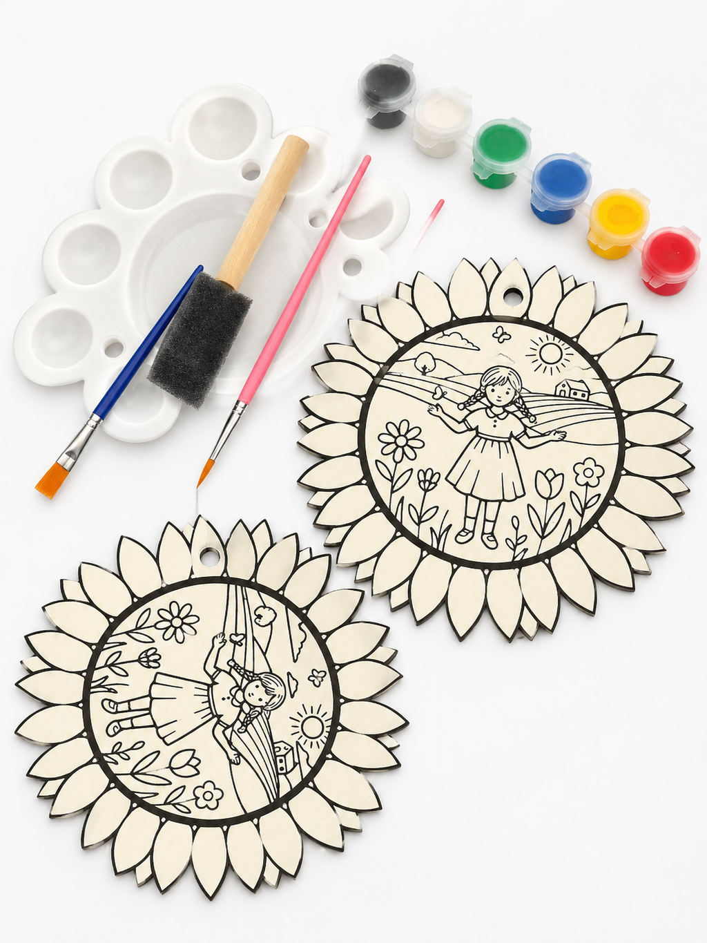 Kit Creativ de Pictat pentru Copii – Tablou Floarea-Soarelui 3D cu Acuarele Incluse