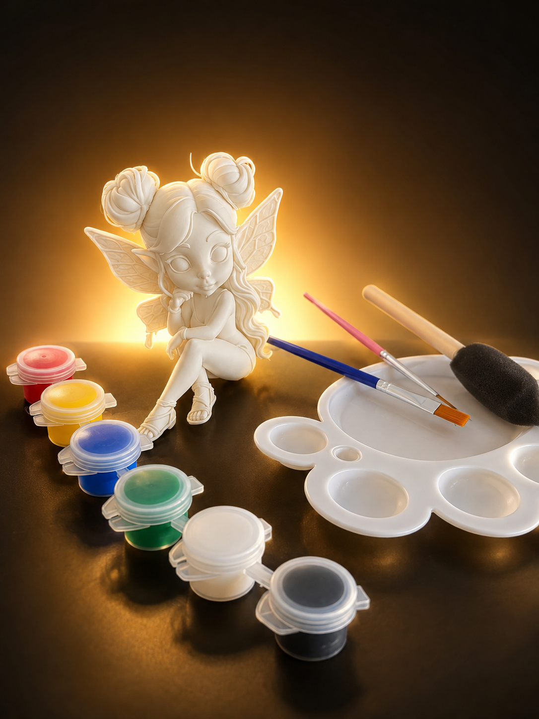 Figurină Zână 3D de Pictat pentru Copii – Kit Creativ cu Acuarele și Pensule