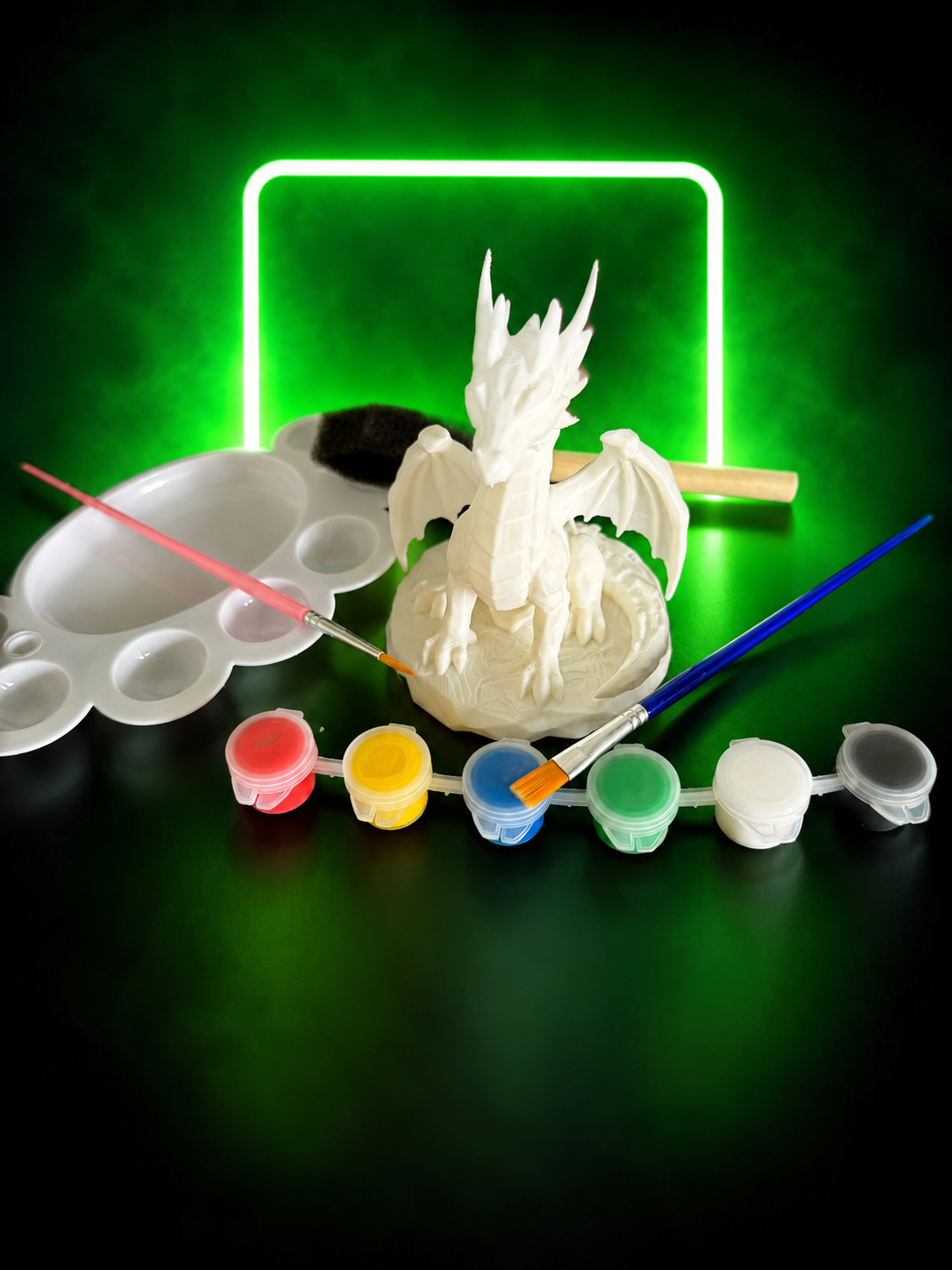 Kit de Pictat Dragon 3D cu Acuarele Incluse – Figurină Fantasy Creativă