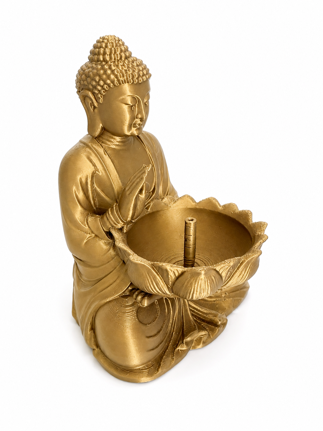 Suport Bețișoare Parfumate Buddha cu Bol Lotus – Decor Zen 3D