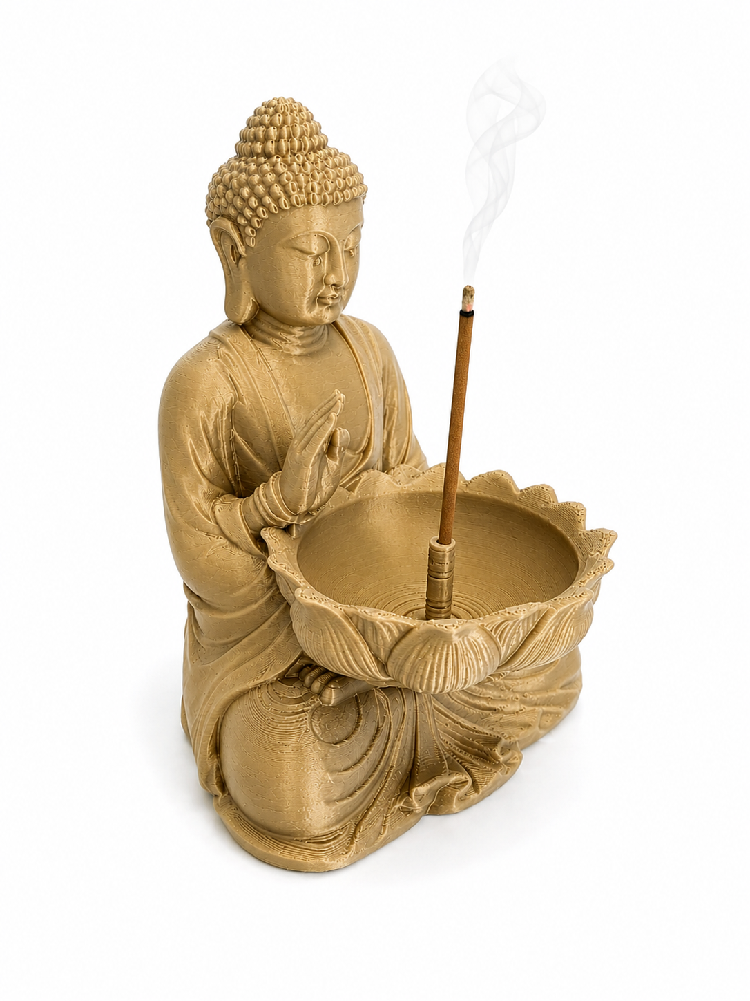 Suport Bețișoare Parfumate Buddha cu Bol Lotus – Decor Zen 3D