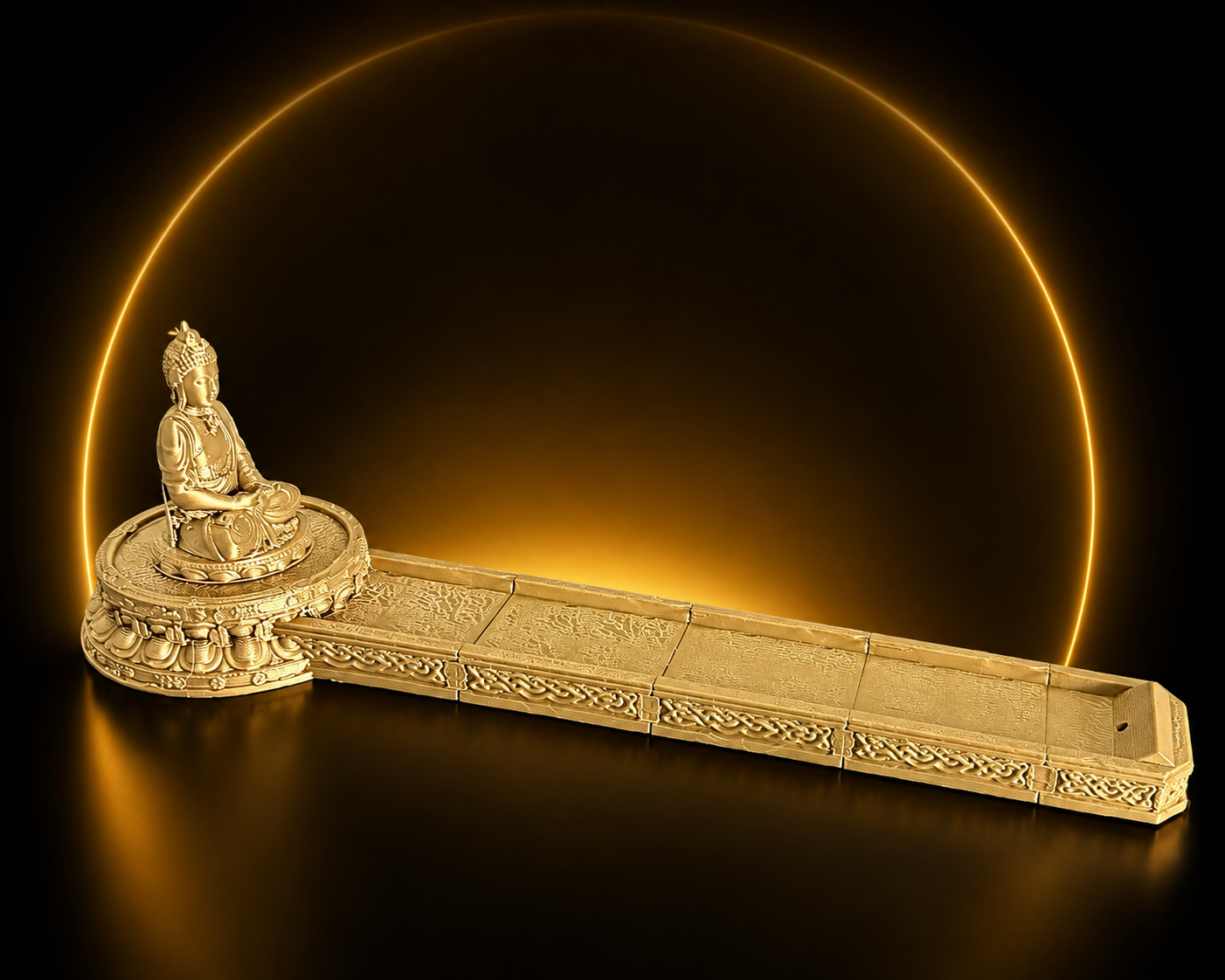 Suport pentru Bețișoare Parfumate Buddha 30 cm – Tavă Zen Decorativă Printată 3D