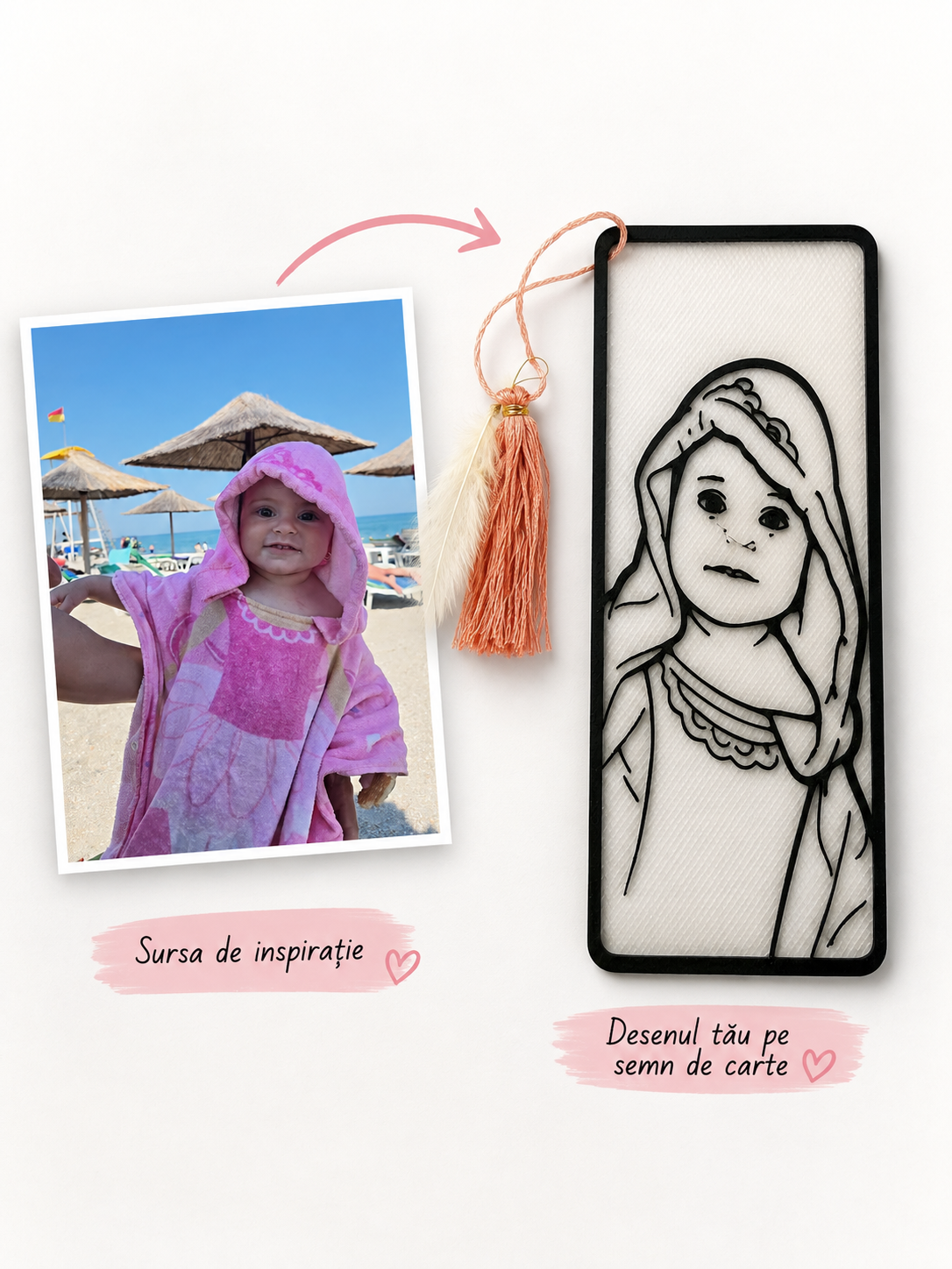 Semn de Carte Personalizat după Fotografie – Portret Printat 3D | Threeguys
