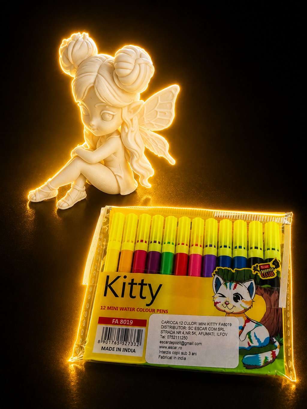 Set creativ Zână 3D de colorat + 12 carioci – activitate creativă pentru copii | Threeguys