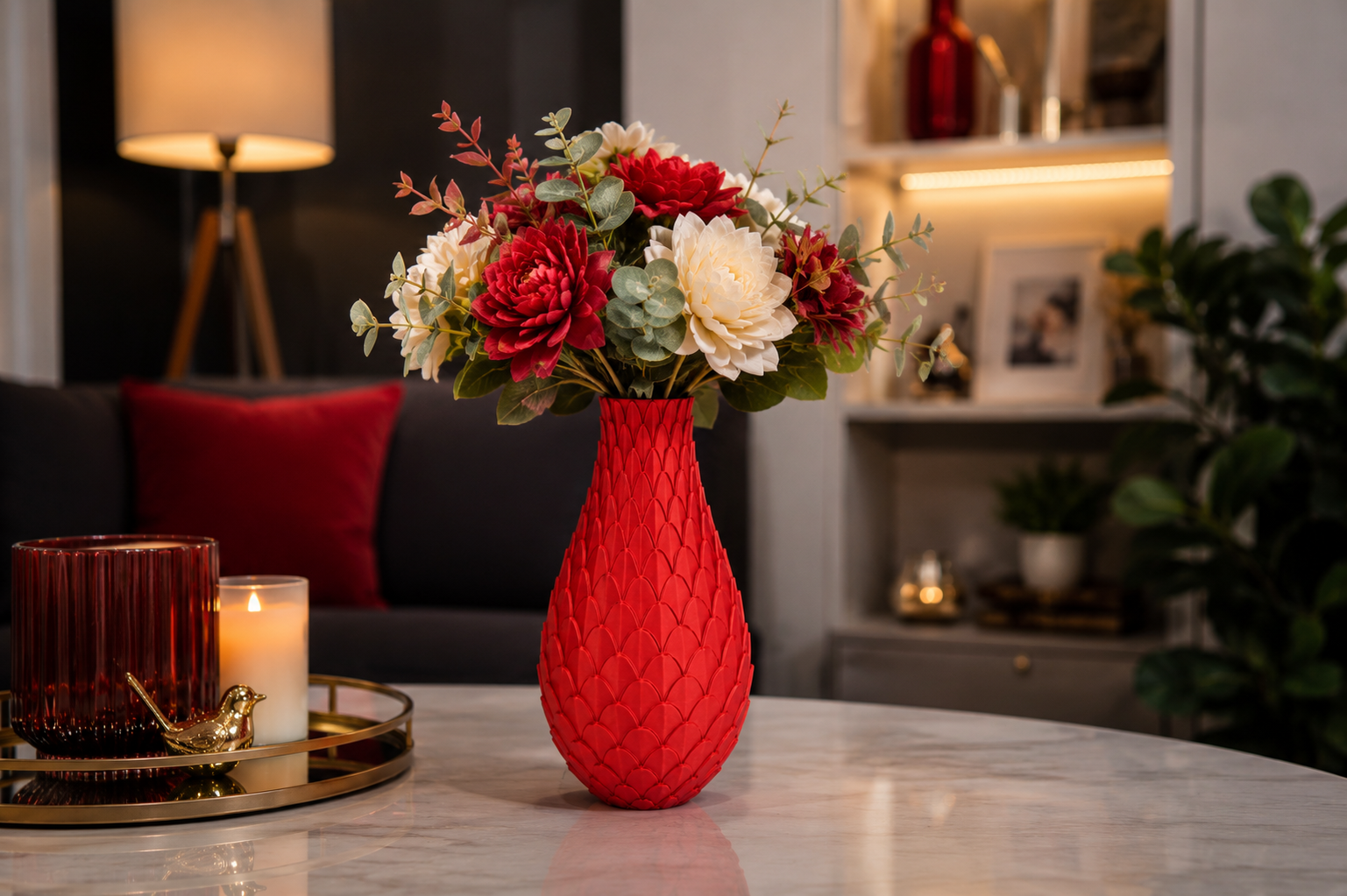Vază decorativă 3D – Red Scale Edition ❤️