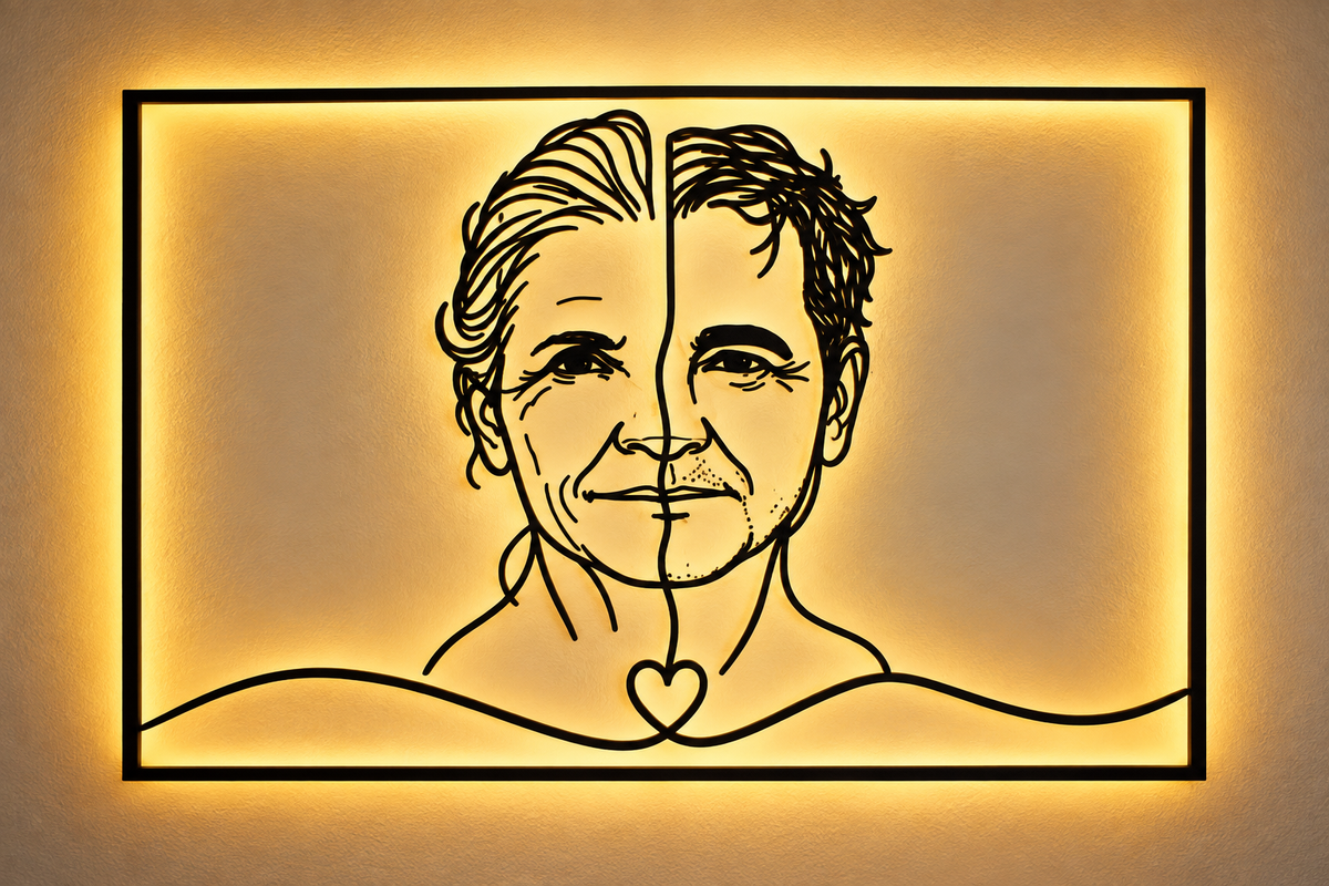 Tablou Personalizat „Două Suflete” – Portret din Fotografii | 70 × 50 cm