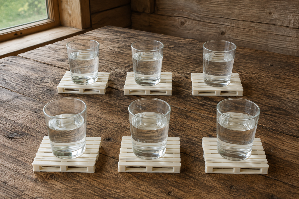 Set 6 Suporturi Pahare Tip Palet,  Printate 3D
