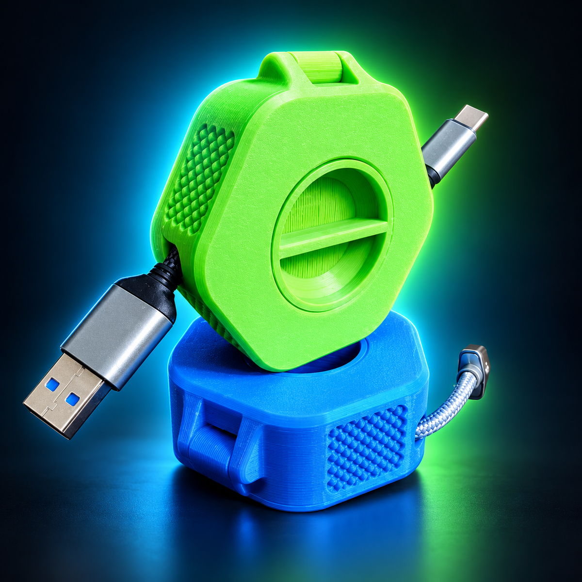 Organizator Portabil pentru Cablu – Suport de Înfășurare USB Printat 3D